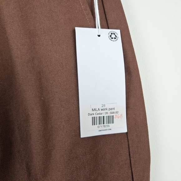 OBEY MILA Work Wide Leg Brown Pant Size 28 NWT - Picture 6 of 10